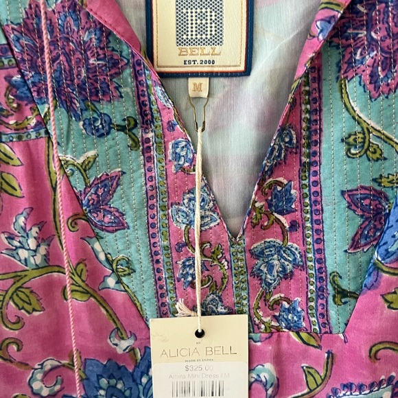 Bell Amira mini Dress, Multi Floral Corales Size Medium - Picture 2 of 7